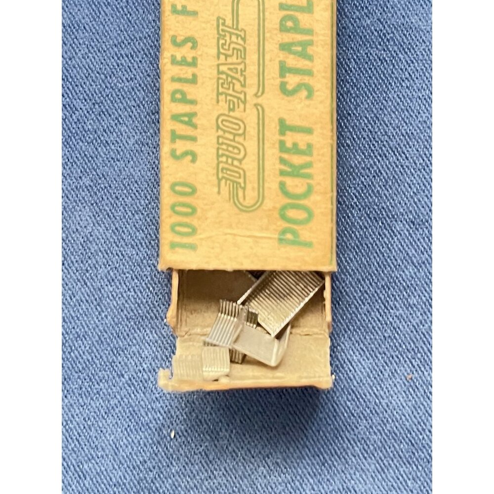 Vtg Mini Stapler Chrome Pocket Clip in Box w/ Staples Buffalo Envelope Company - Picture 3 of 5
